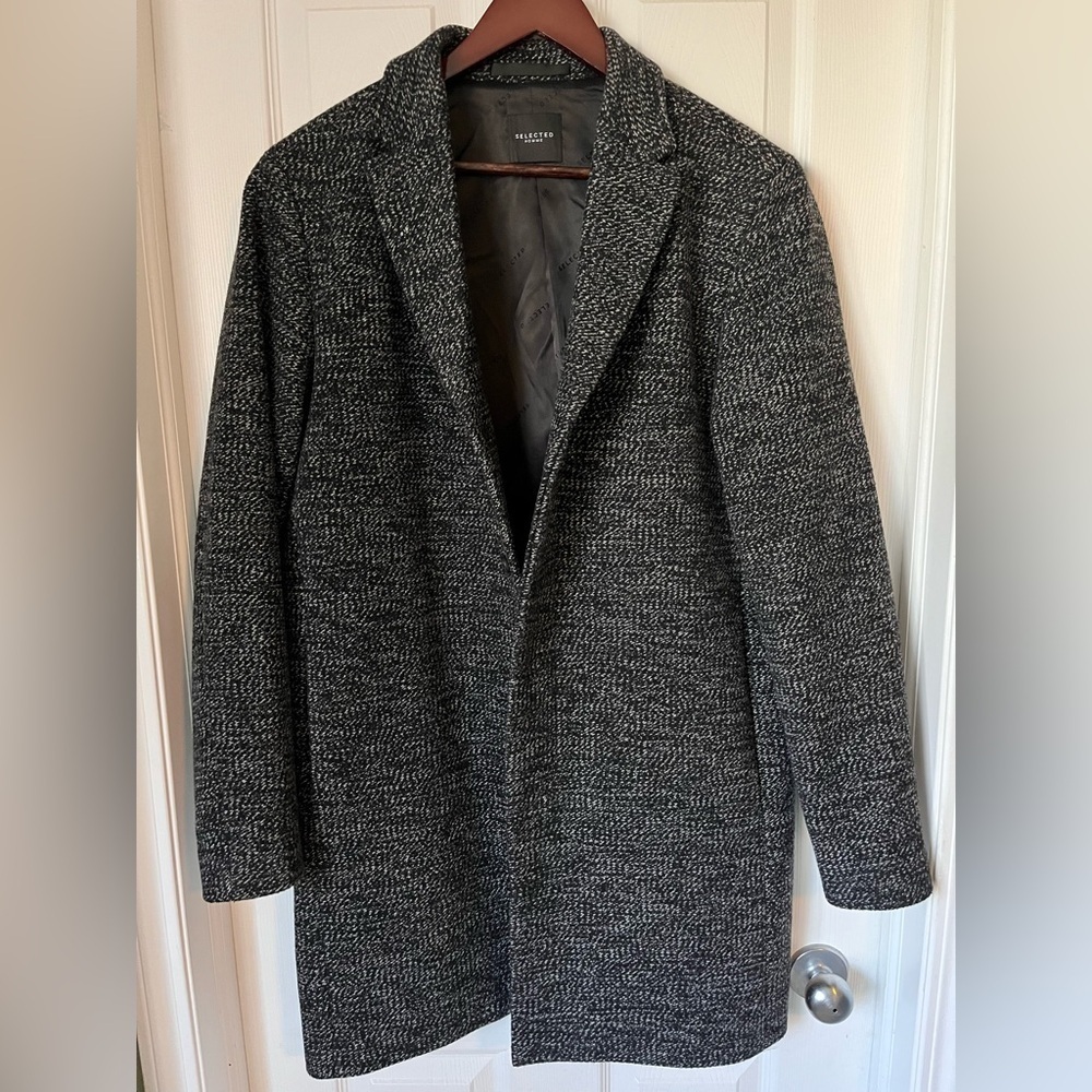 Mens Selected Homme Slhbrove Wool Top Coat Size Large EUC